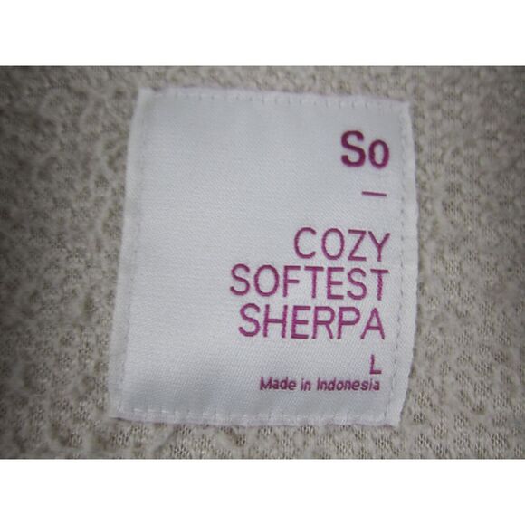 SO Sweater Womens Large Beige Pullover Fleece 1/4 Zip Cozy Softest Sherpa - Picture 3 of 8